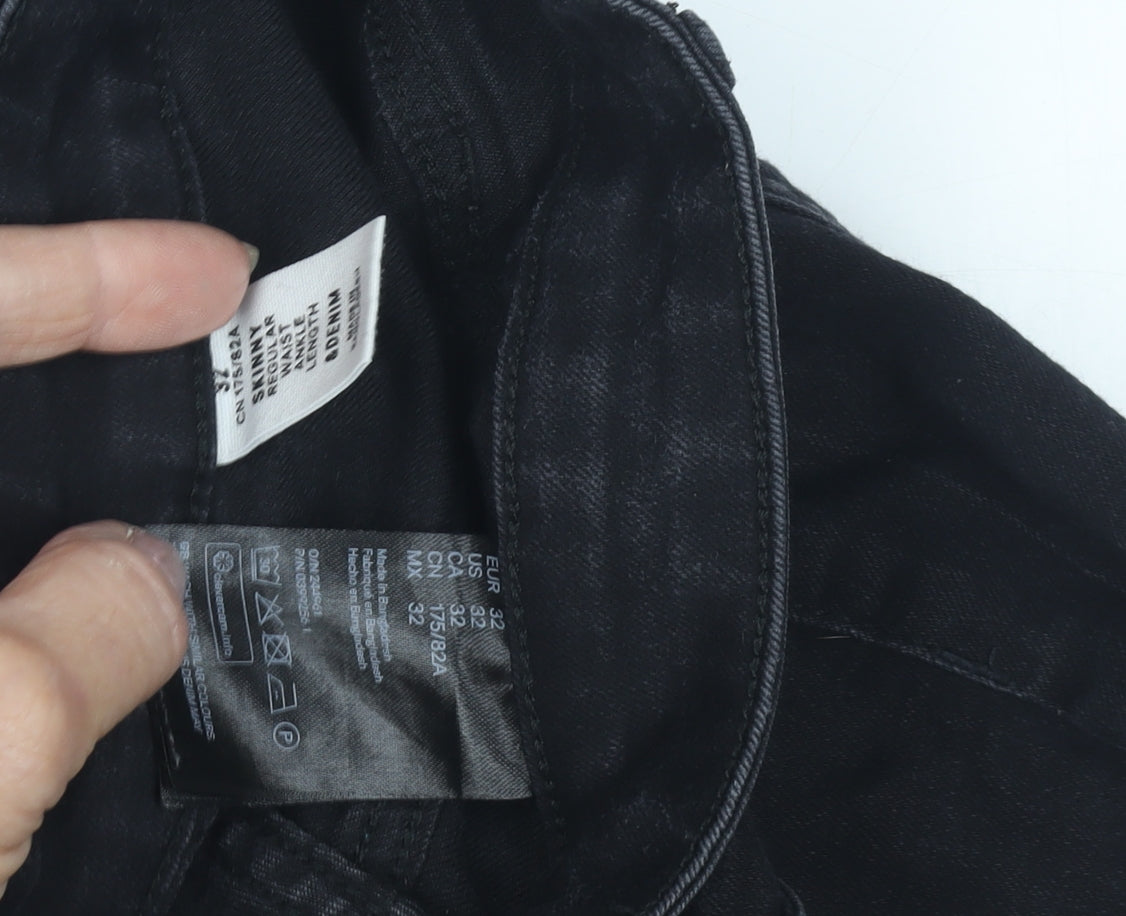 Women's Black Skinny Jeans, Size M, Dark Wash