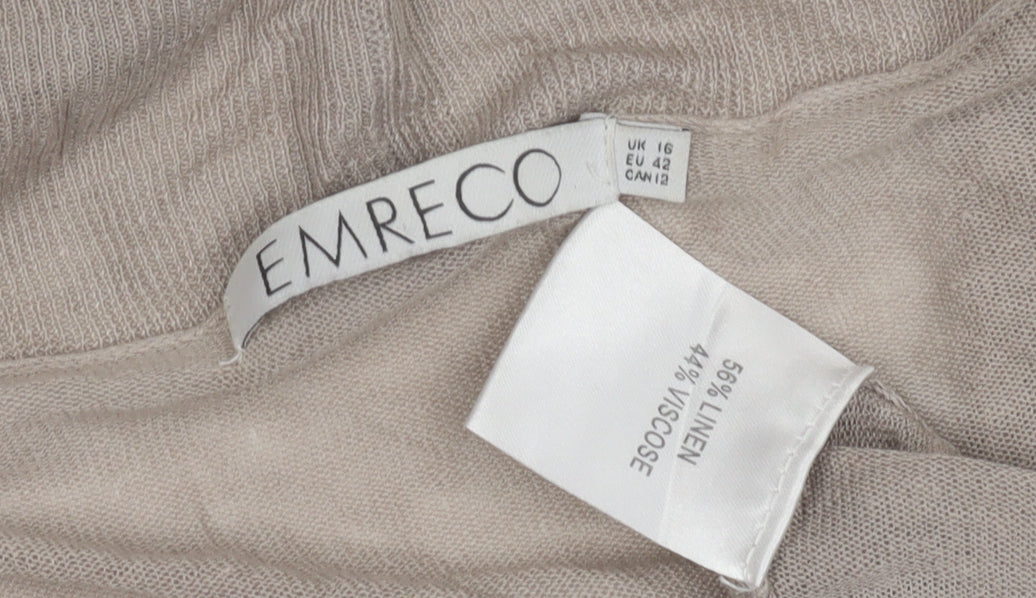 Emreco Women's Beige Open Front Cardigan Size 16