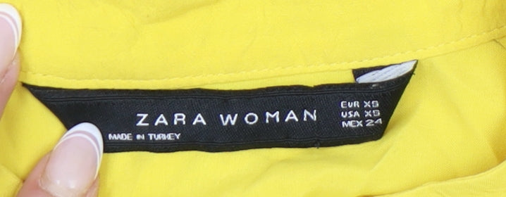 Zara Women Yellow Shirt Dress, Size 6, Casual Spring/Summer