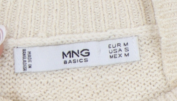 Mango Basics Women's Beige Sleeveless Mock Neck Tank