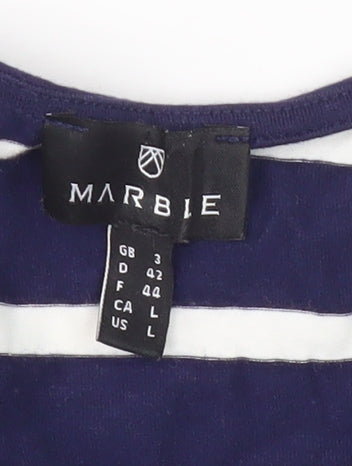 Marble Women's Blue Striped Long Sleeve Top - Size 12
