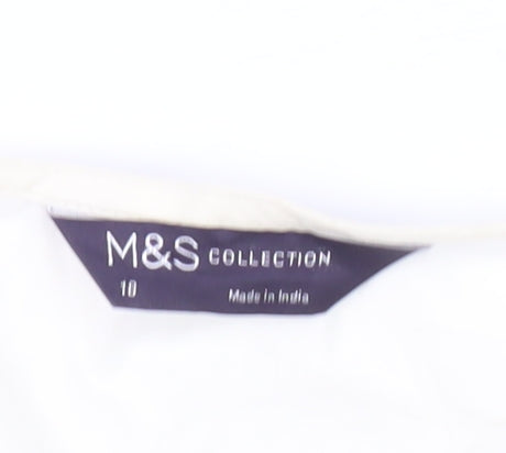 Marks & Spencer Ivory Cotton Wrap Blouse, Size 10
