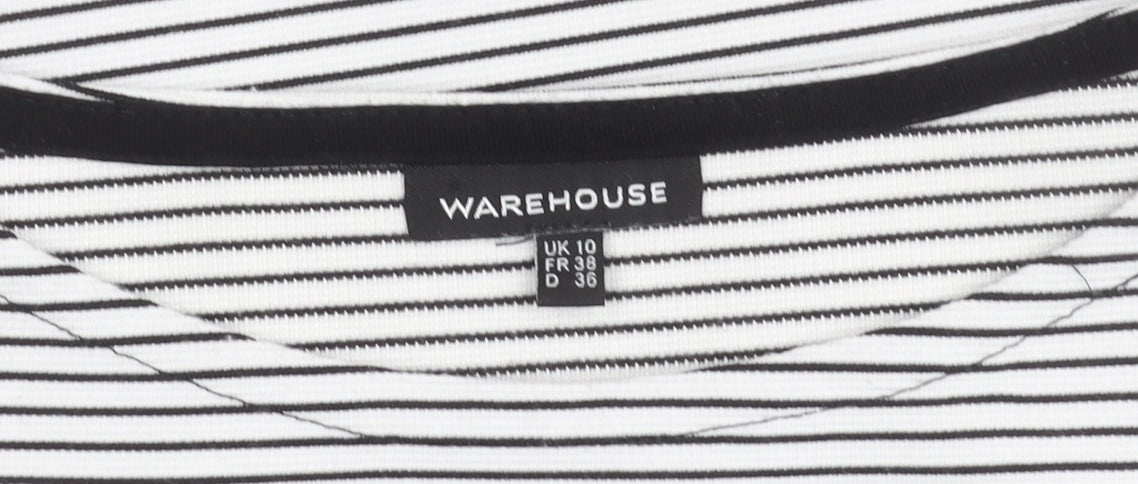Warehouse Women’s Striped T-Shirt, Black/White, Size 10