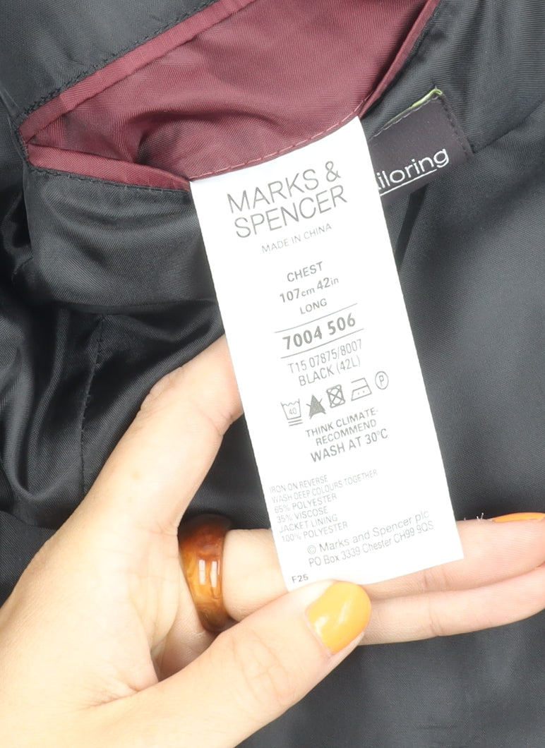 Marks & Spencer Men's Black Long Suit Jacket 42L