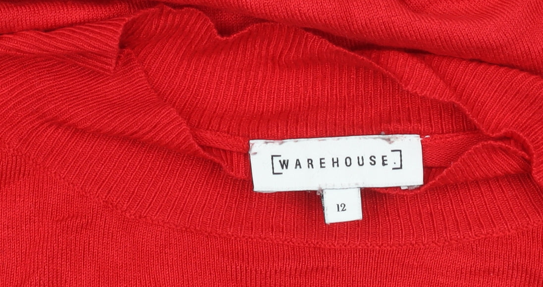 Warehouse Women's Red Round Neck Jumper Size 12
