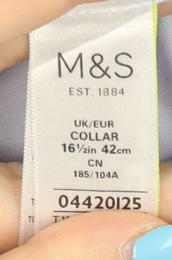Marks & Spencer Men's Blue Long Sleeve Dress Shirt