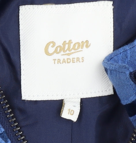 Cotton Traders Women's Blue Floral Zip Jacket Size 10