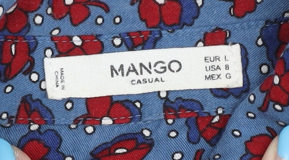 Mango Women's Blue Floral Shirt Dress, Size 14