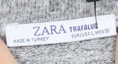 Zara Women's Grey Beaded Pullover Jumper Size 12