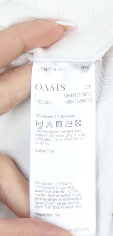 Oasis Women's White Striped Pullover Jumper L