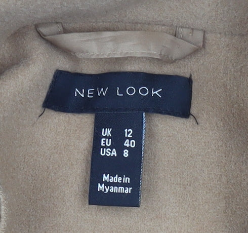 New Look Women's Beige Long Overcoat, Size 12