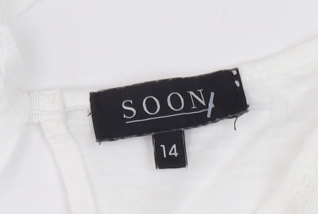 Soon Women's White Floral Embroidered Blouse Size 14