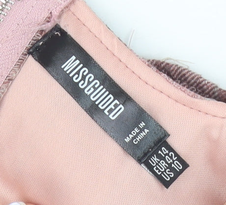 Missguided Women's Pink Plaid Cropped Tank - UK 14