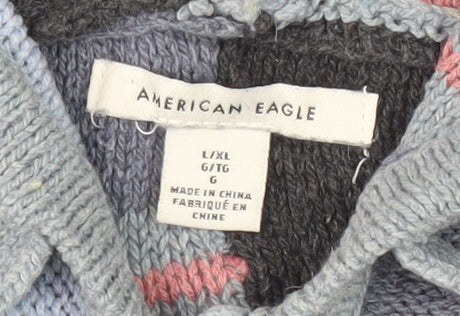 American Eagle Women's Multicoloured Hooded Jumper L