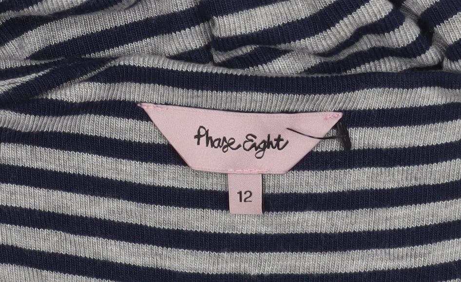 Phase Eight Blue Striped Top, Size 12, V-Neck, Women's