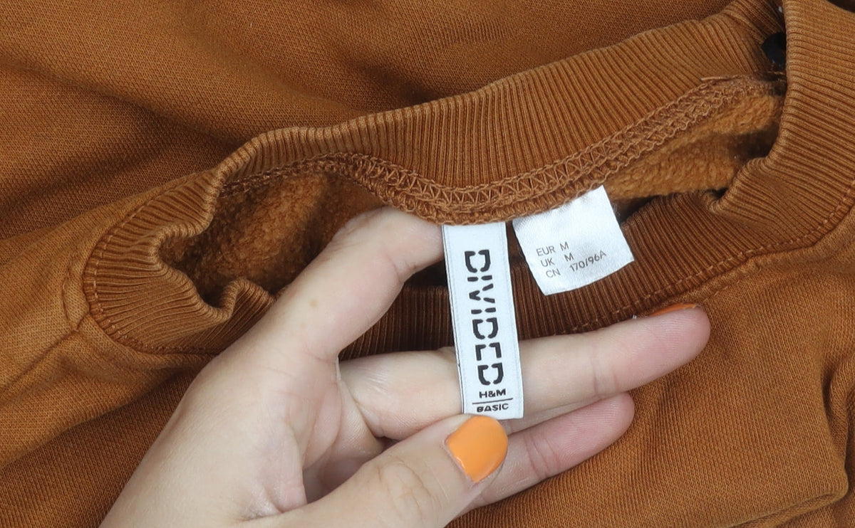 H&M Women's Brown Pullover Jumper, Size M, Crew Neck