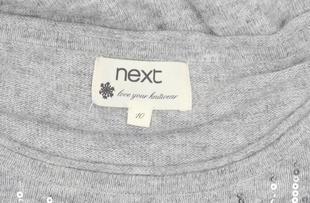 Next Women's Grey Sequin Jumper Size 10