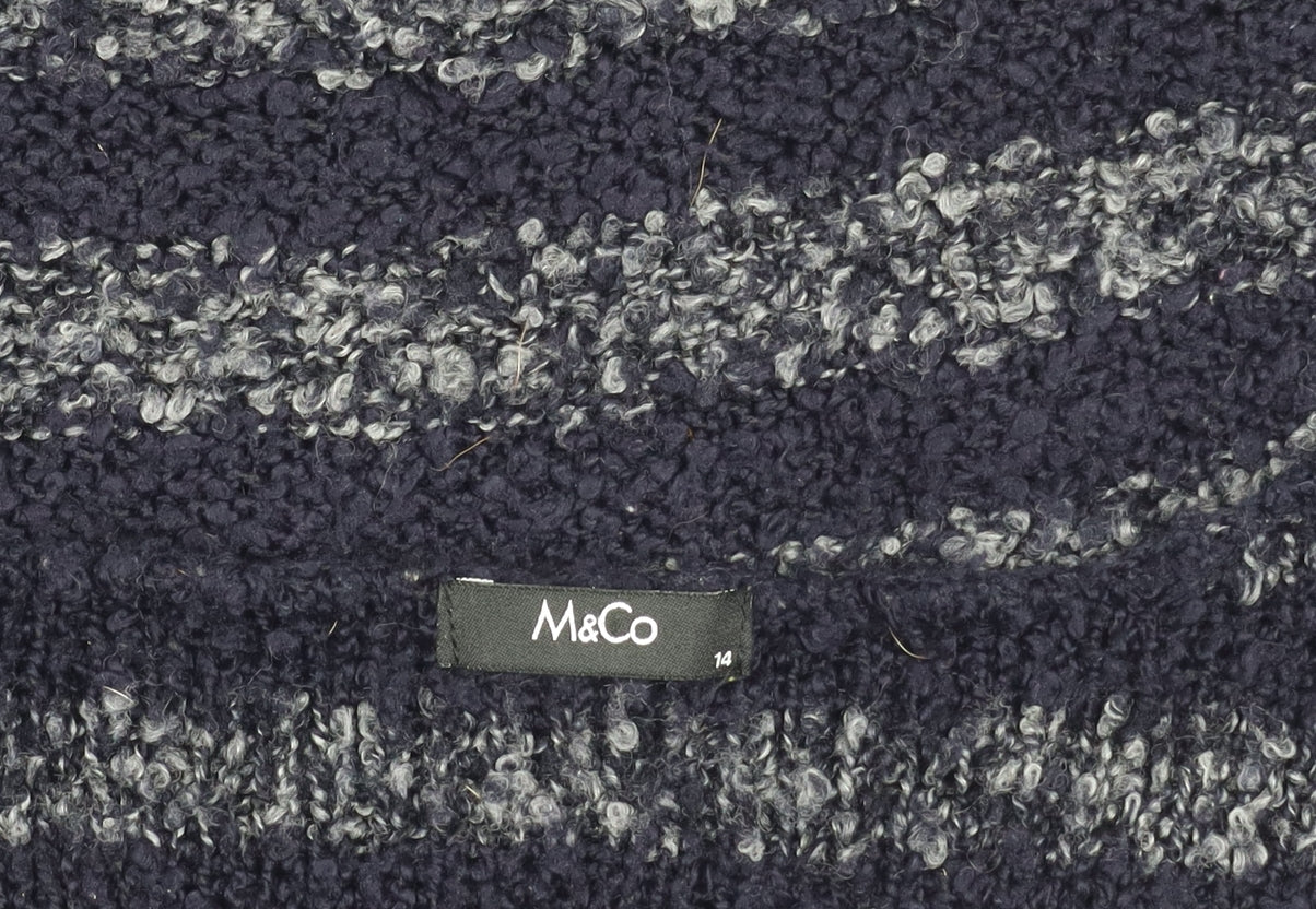 M&Co Women's Blue Striped Pullover Jumper Size 14
