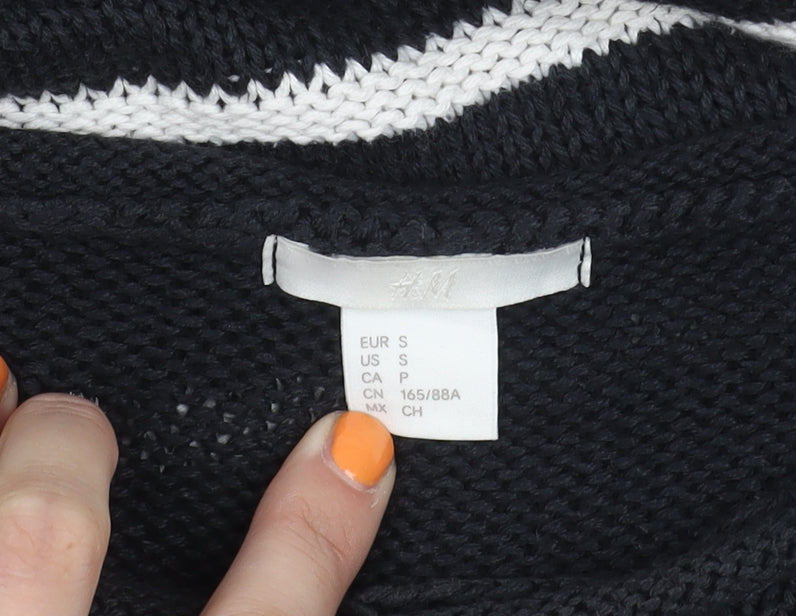 H&M Women's Black Striped Pullover Jumper, Size S