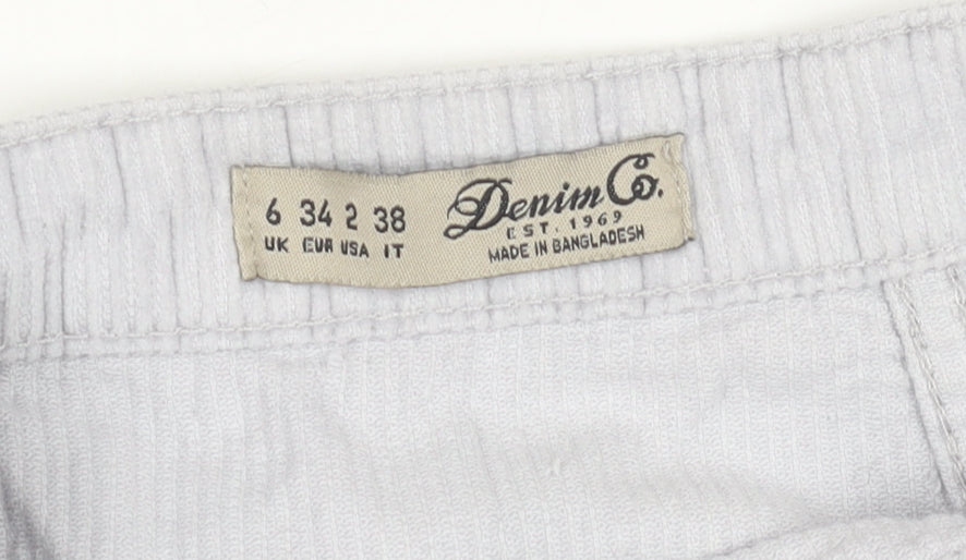 Denim Co. Women's Grey Skirt Size 6 with Button Accents