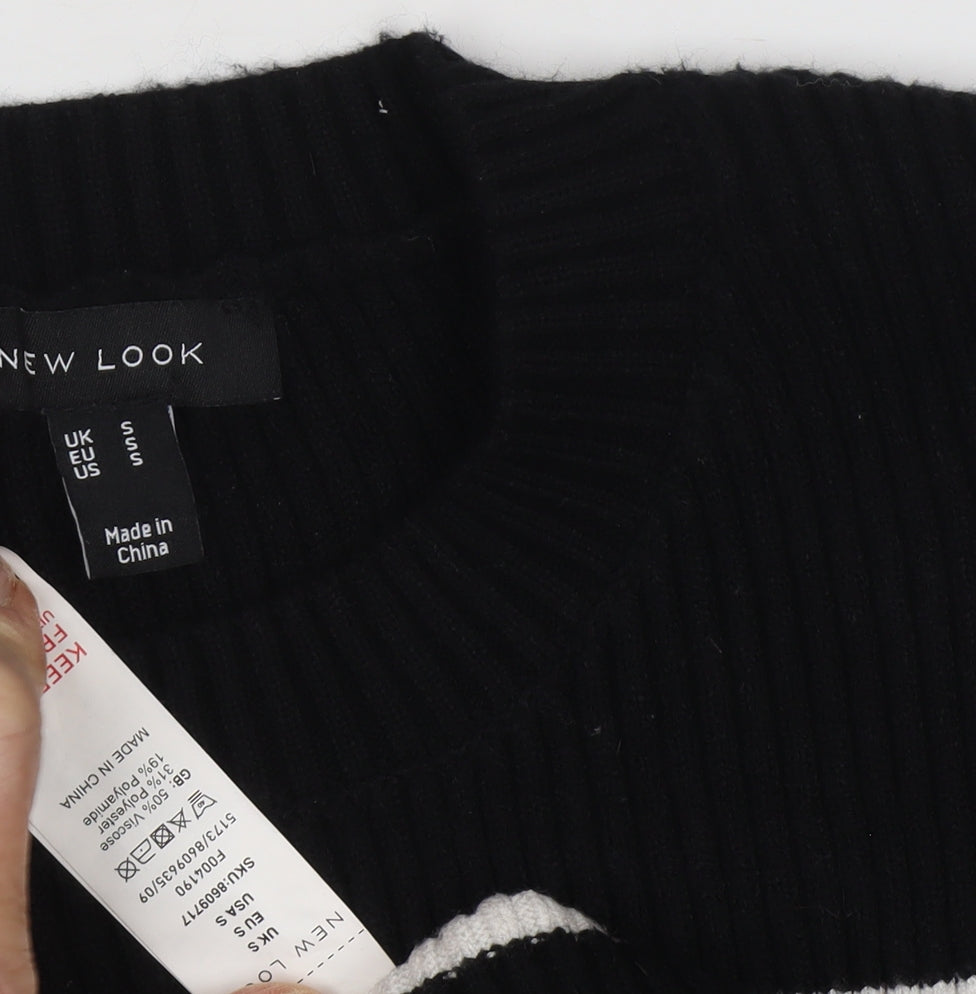 New Look Women's Black Striped Pullover Jumper, S