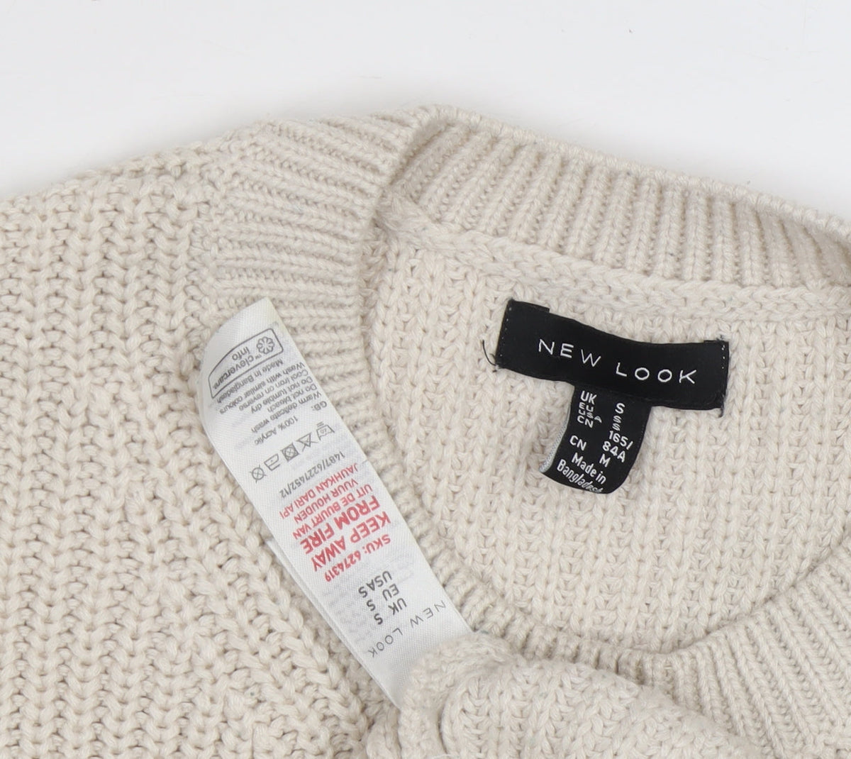 New Look Women's Beige Knit Pullover Jumper S