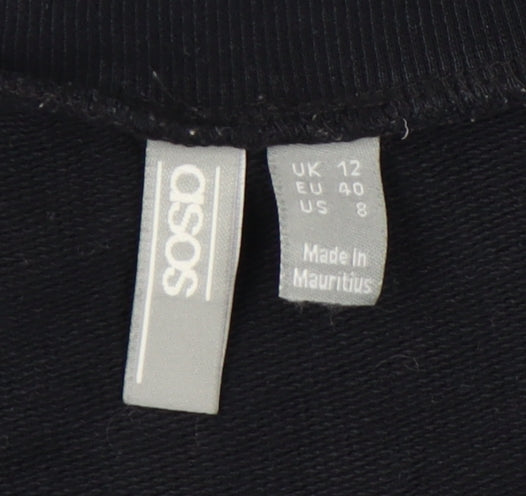 ASOS Women's Black Cotton Pullover Sweatshirt Size 12