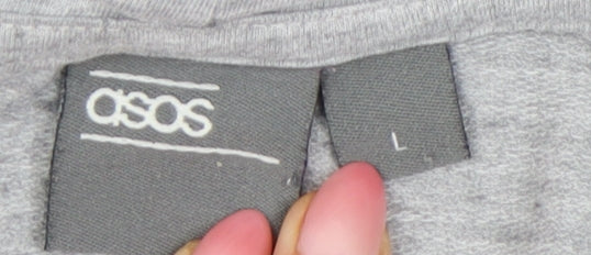 ASOS Men's Grey Pullover Hoodie, Size L, Regular Fit