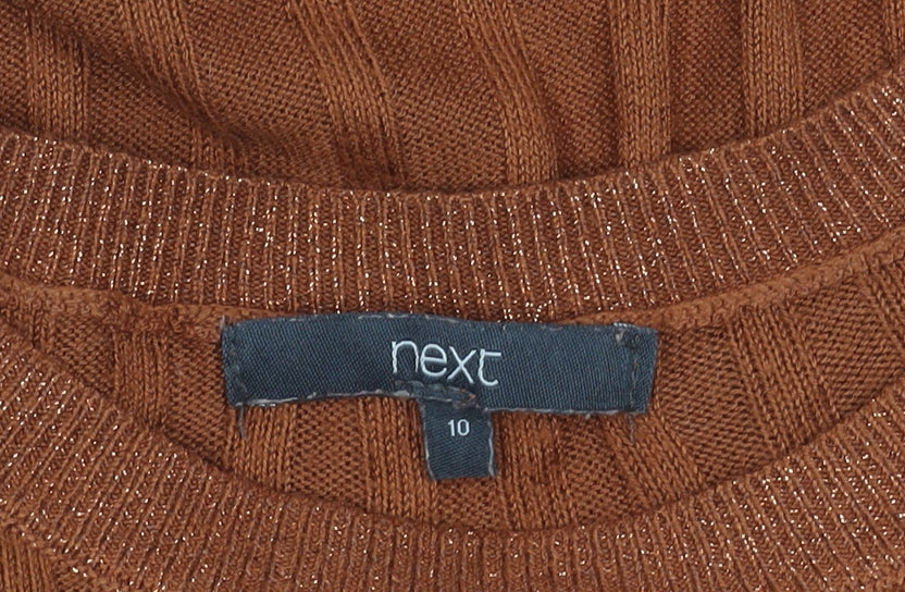 Next Women's Brown Knit Top Size 10 Long Sleeve