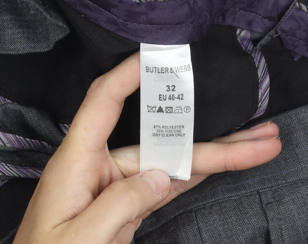 Butler & Webb Men's Grey Dress Pants, 32W x 32L