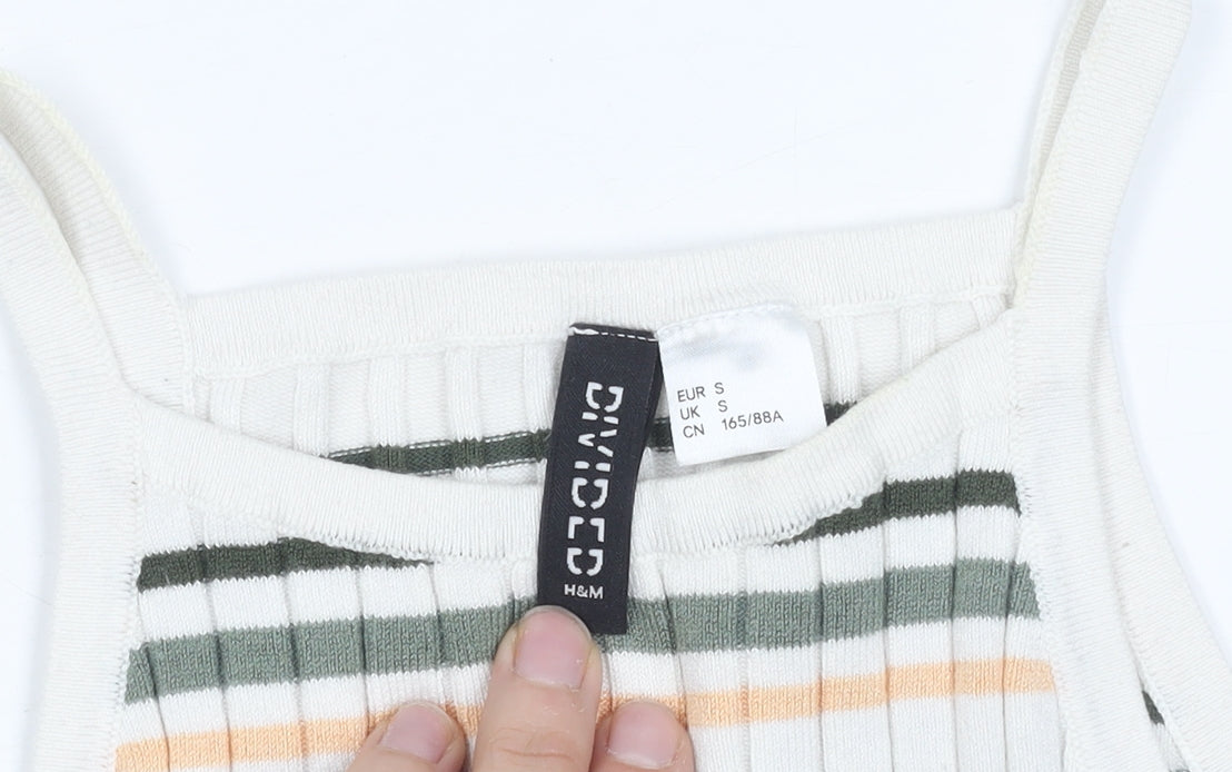 H&M Women's Multicoloured Striped Cropped Tank Top