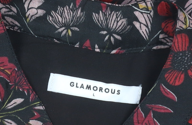 Glamorous Women's Floral Tunic Blouse, Black, Size L