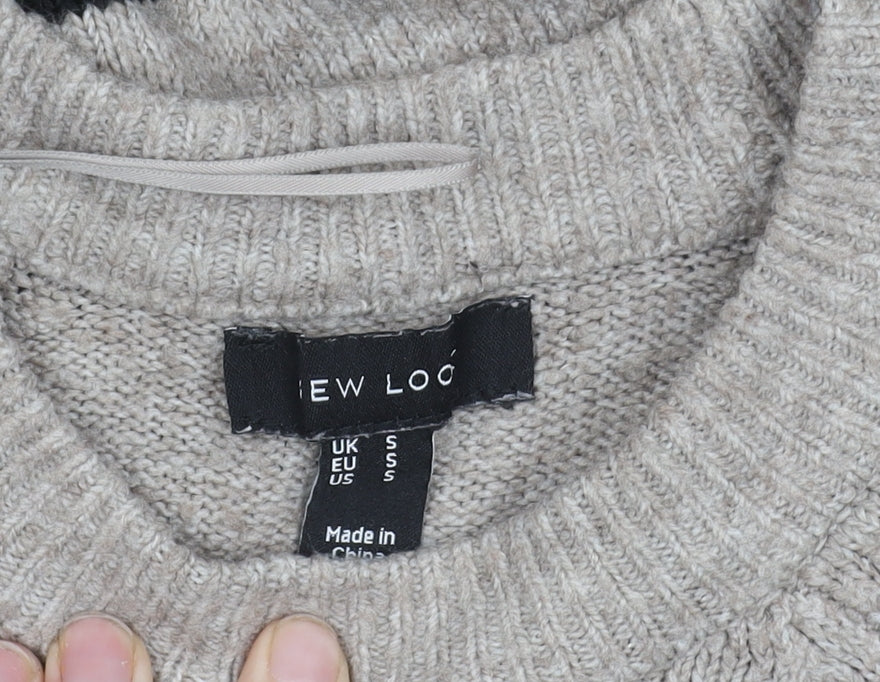 New Look Beige Striped Pullover Jumper, S, Women