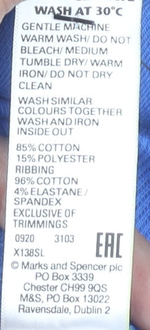 Marks & Spencer Boys Blue Sweatshirt, Size 11 Years, Crew Neck
