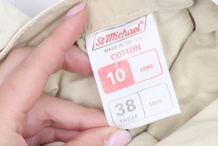 St Michael Women's Beige Cotton Trousers Size 10