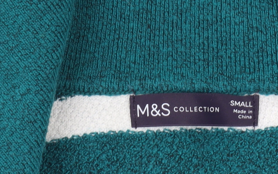 Marks & Spencer Women's Green Striped Pullover Jumper, Size S