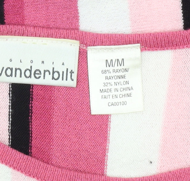Gloria Vanderbilt Women's Pink Striped Tank Top M