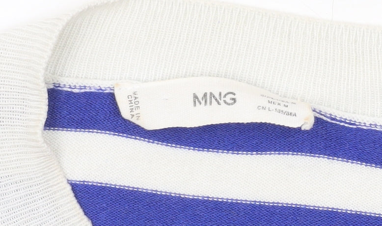 MNG Women's Blue Striped Pullover Jumper Size L