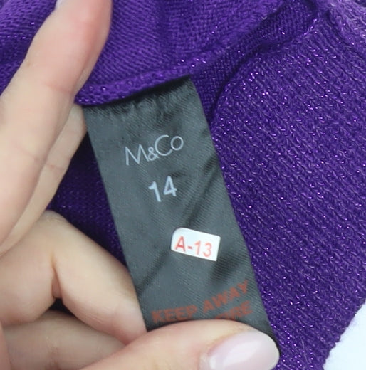 M&Co Women's Purple Studded Jumper Size 14