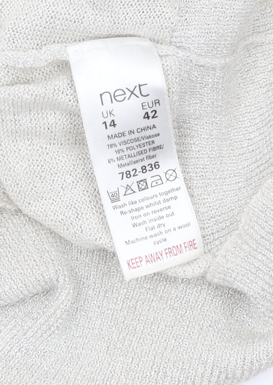 Next Women's Silver V-Neck Jumper Size 14