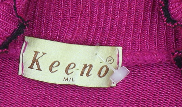Keeno Women's Pink Cardigan M/L with Ruffle Accents