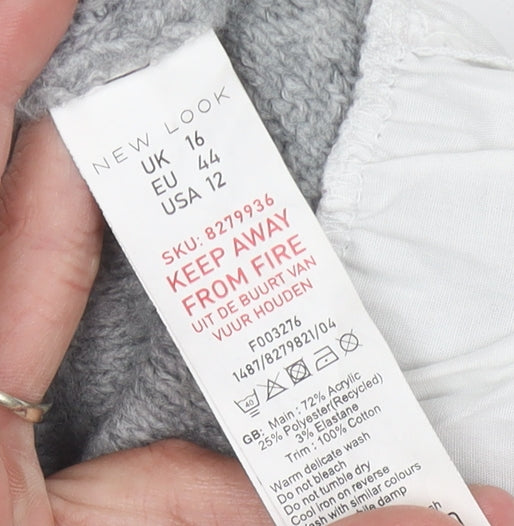 New Look Women’s Grey Cable-Knit Jumper, Size 16