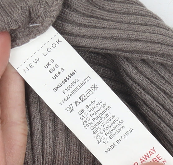 New Look Brown Mock Neck Pullover Jumper S Women