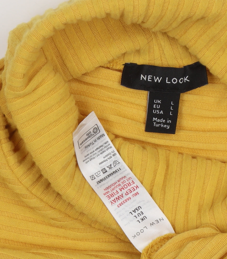 New Look Women's Yellow Roll Neck Pullover Jumper Large