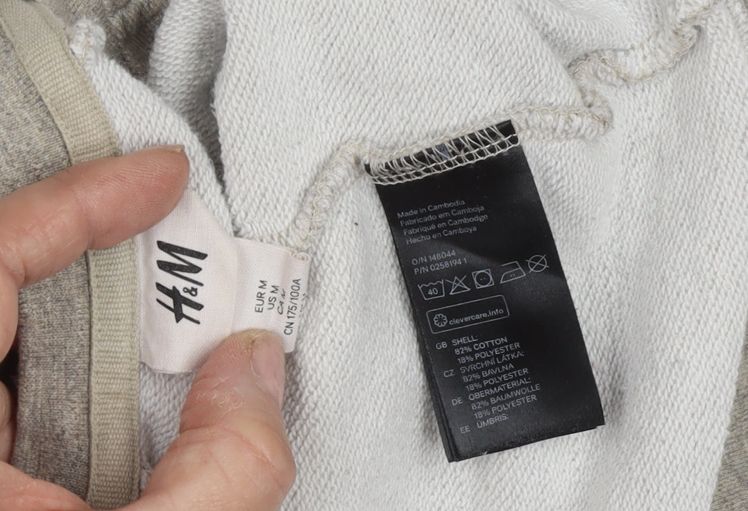 H&M Men's Grey Pullover Sweatshirt M