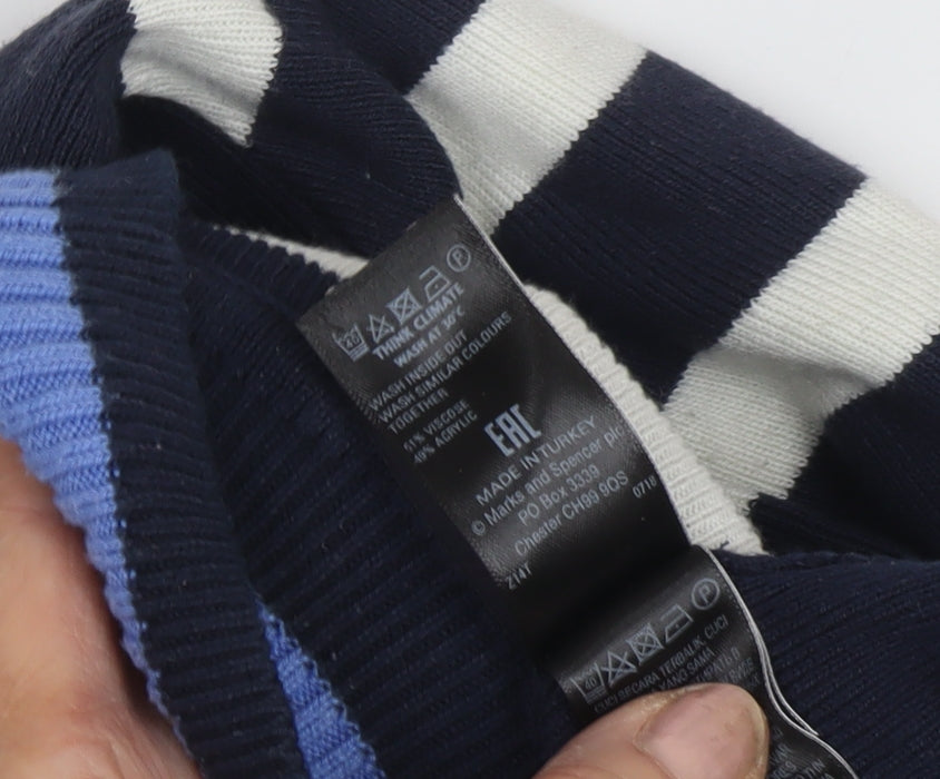 Marks & Spencer Women's Blue Striped Pullover Jumper Size 10