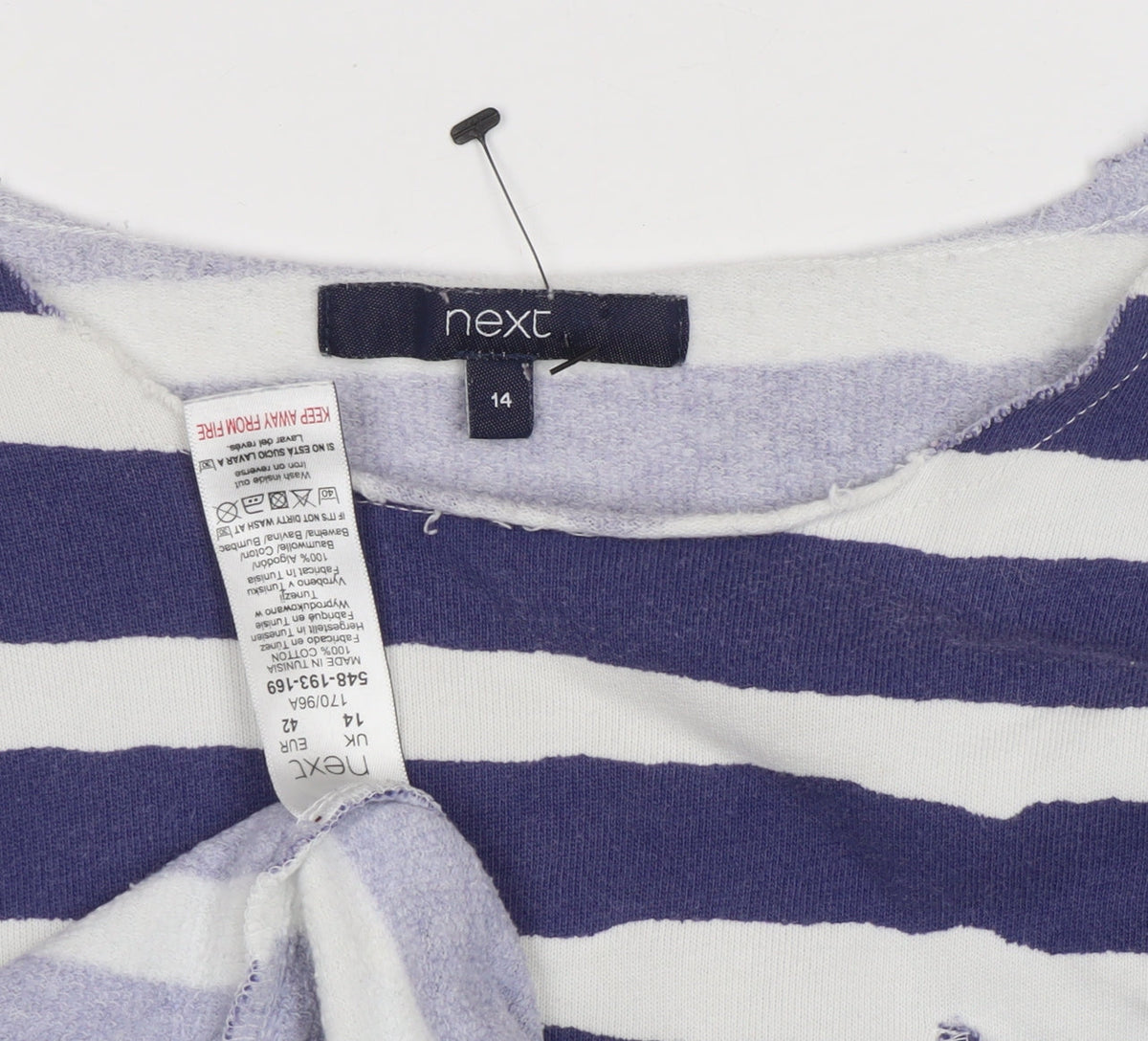 Next Women's Blue Striped Sweatshirt Size 14