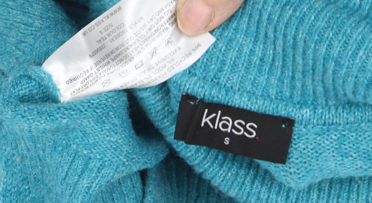 Klass Women's Blue Roll Neck Pullover Jumper Size S