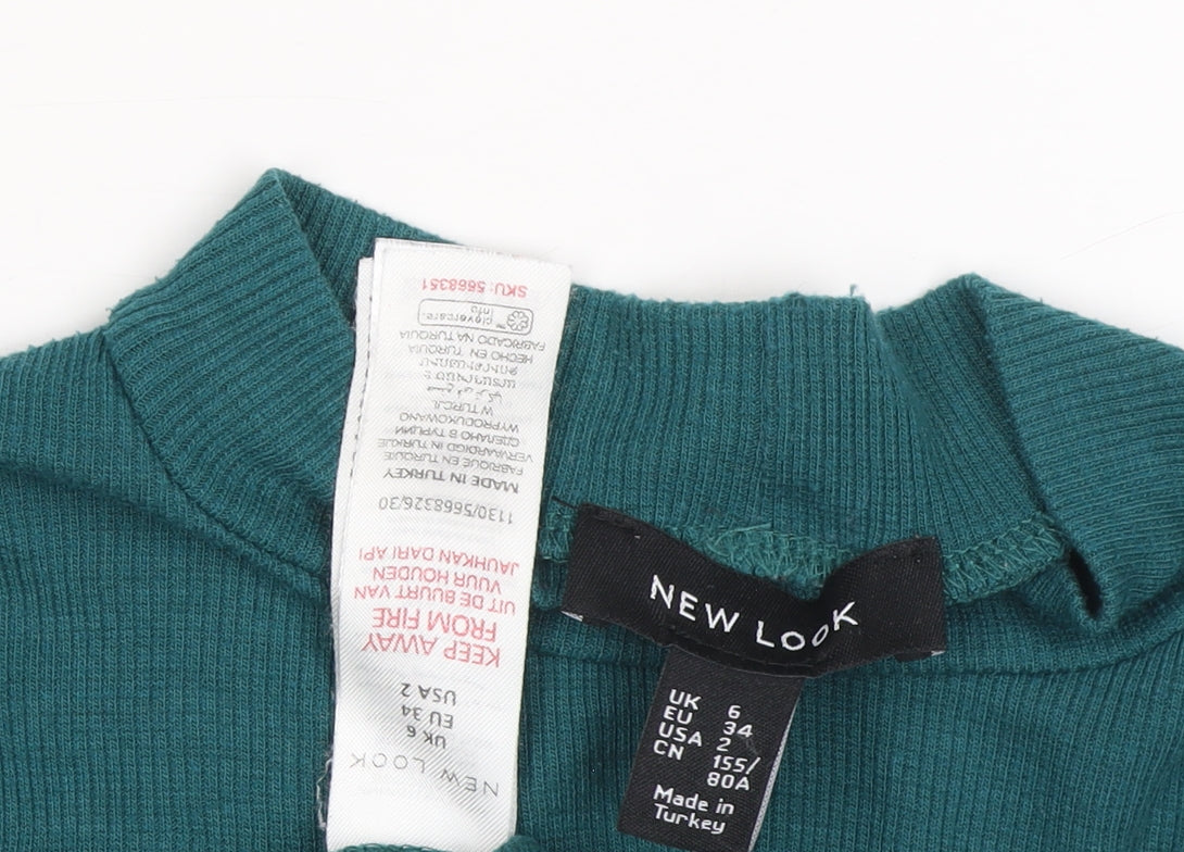 New Look Women's Green High Neck Long Sleeve Top