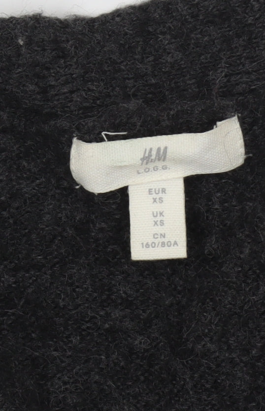 H&M Women's Black XS Cardigan, Wool Blend V-Neck